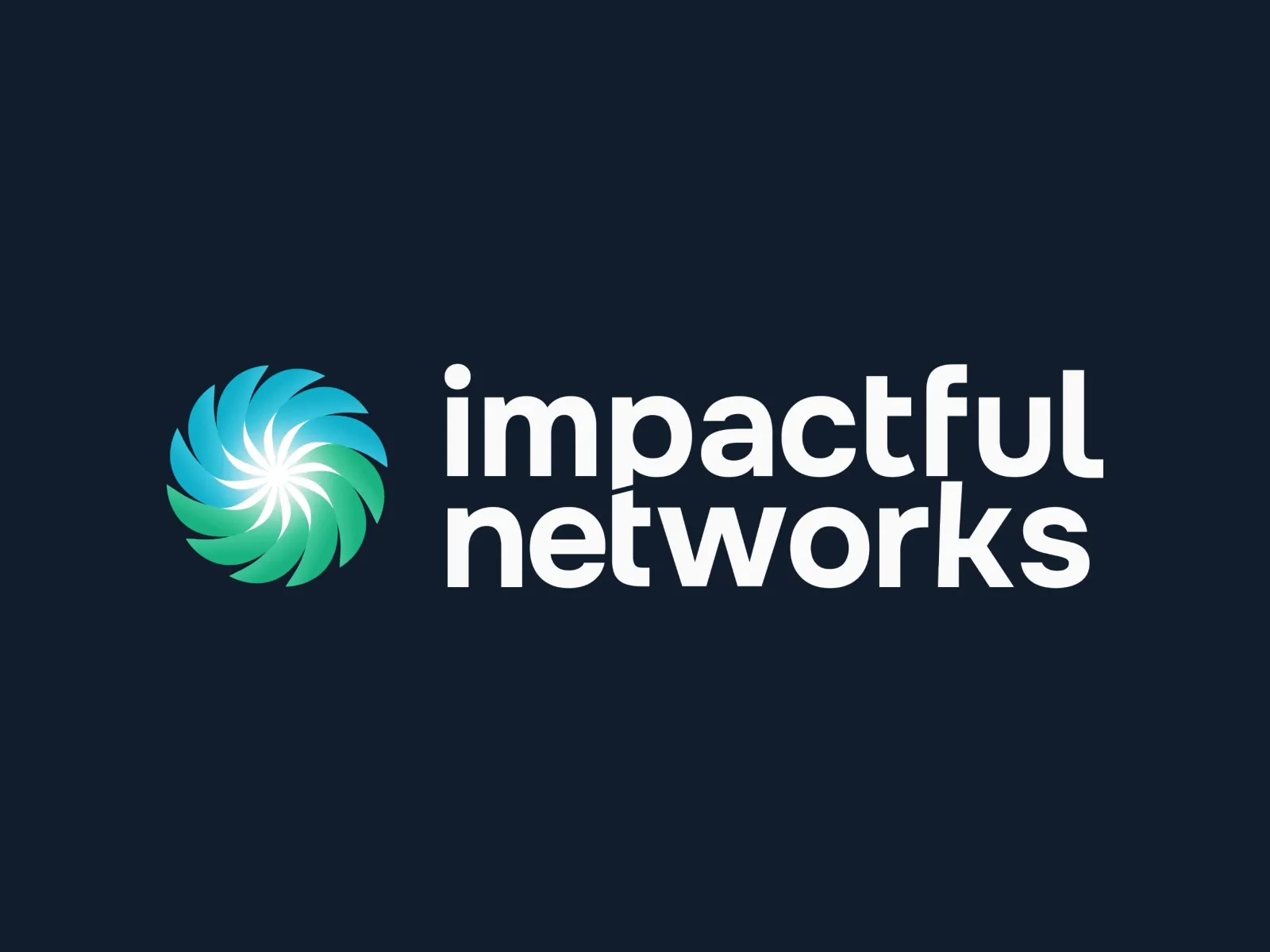 The Impactful Networks logo: a blue and green spiral beside the words impactful networks.